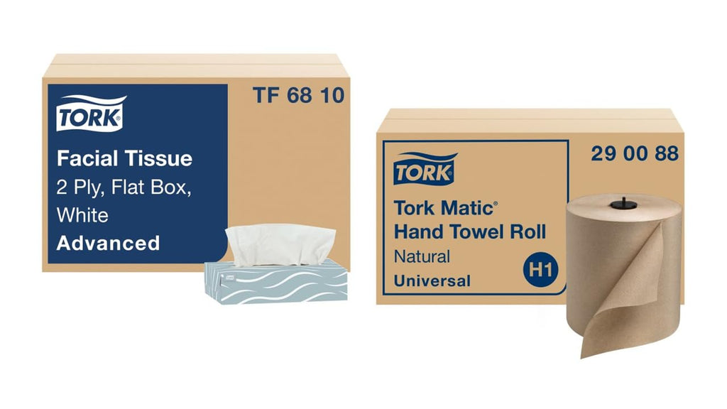 Natural Paper Hand Towel Roll and White 2-Ply Facial Tissue H958746