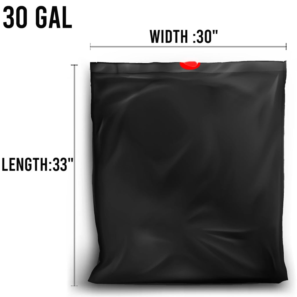 30 Gallon Drawstring Trash Bags, 150 Count Black Heavy Duty D72175