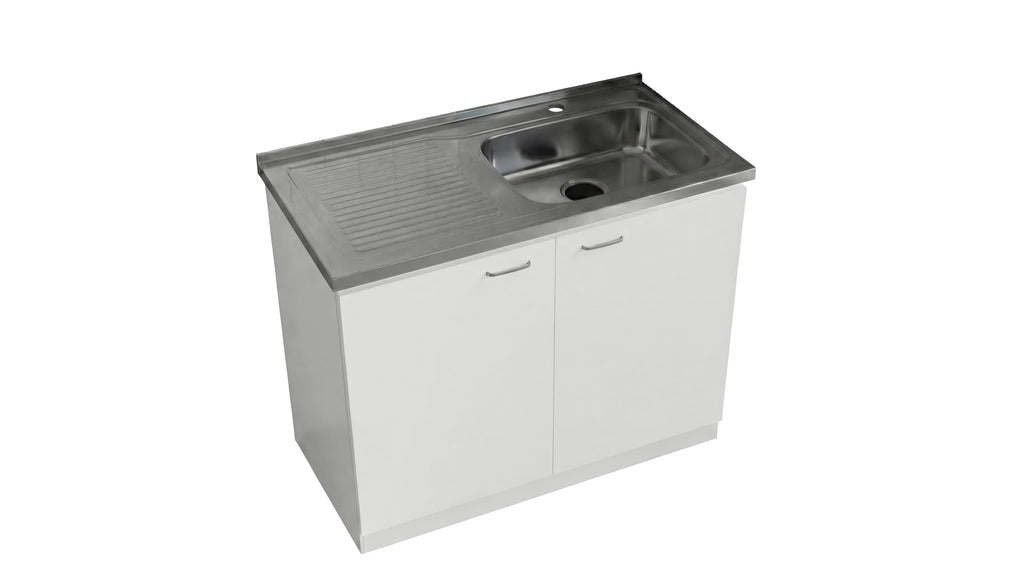 White 39 in Kitchen Sink Cabinet with Stainless Steel Top Q5180