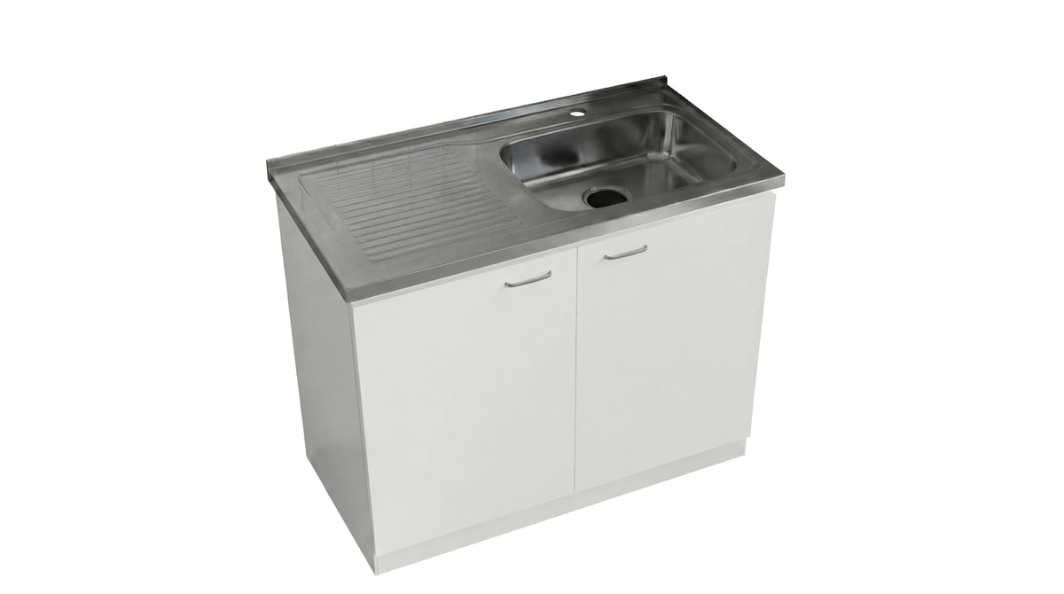 White 39 in Kitchen Sink Cabinet with Stainless Steel Top Q5180
