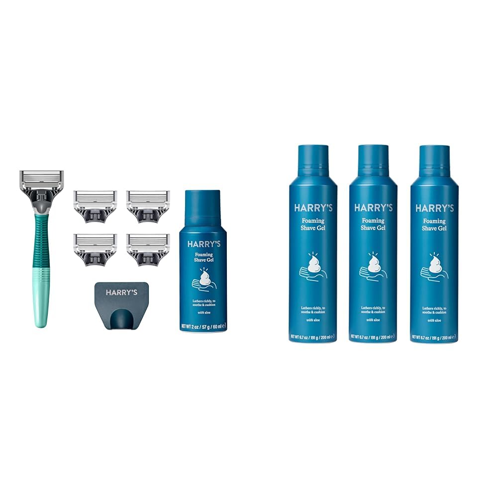 Razor Set with 5 Blade Refills, Travel Blade Cover, 2 oz Shave Gel & 3 Pack Shave Gel L559