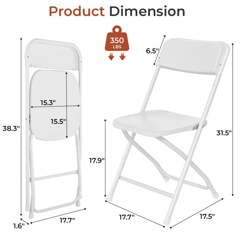 10 Pack White Plastic Folding Chair R750