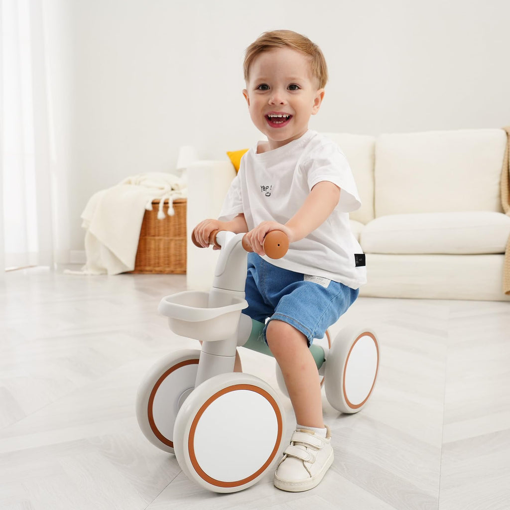 Pink Toddler Balance Bike with Adjustable Seat and Front Basket T862378