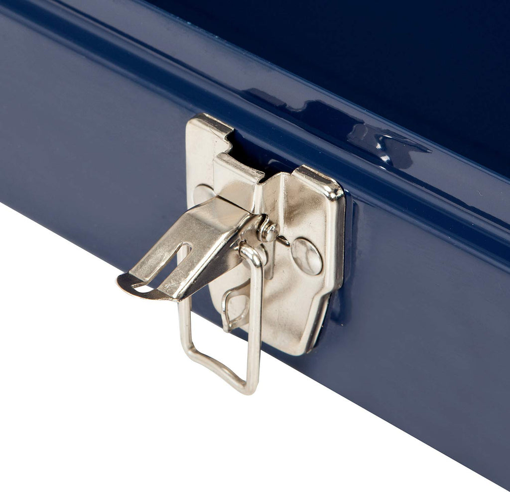 16" Portable Steel Tool Box with Metal Latch Closure, Blue N3357