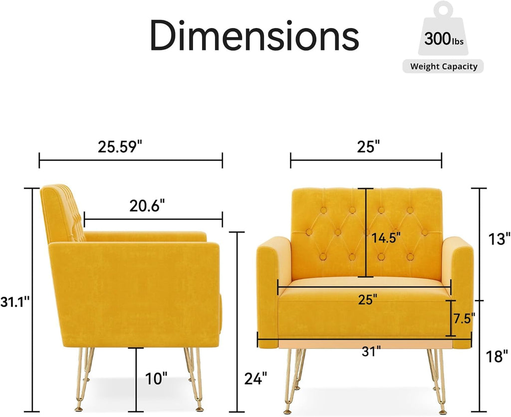 Velvet Accent Chair with Gold Metal Legs D50150