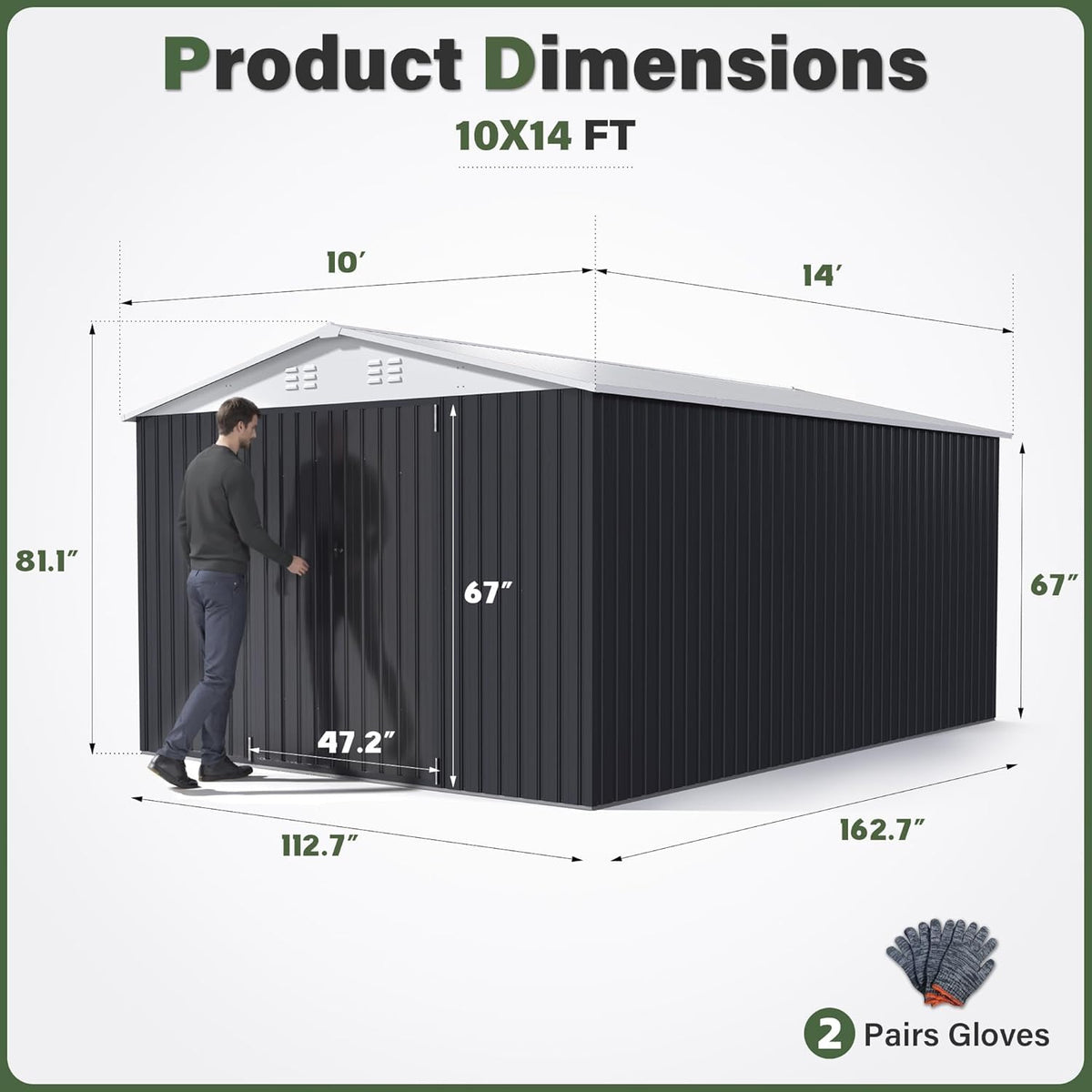 10x14 Outdoor Storage Metal Shed B8712
