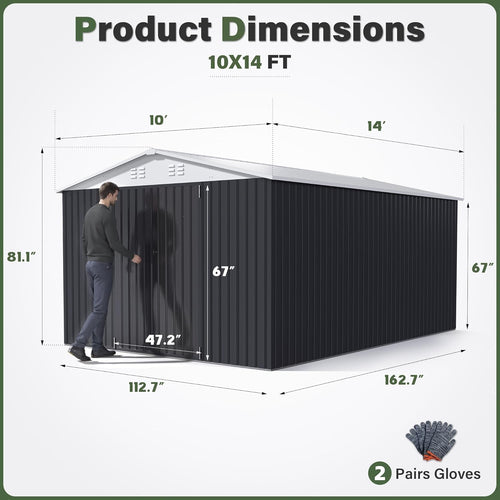 10x14 Outdoor Storage Metal Shed B8712