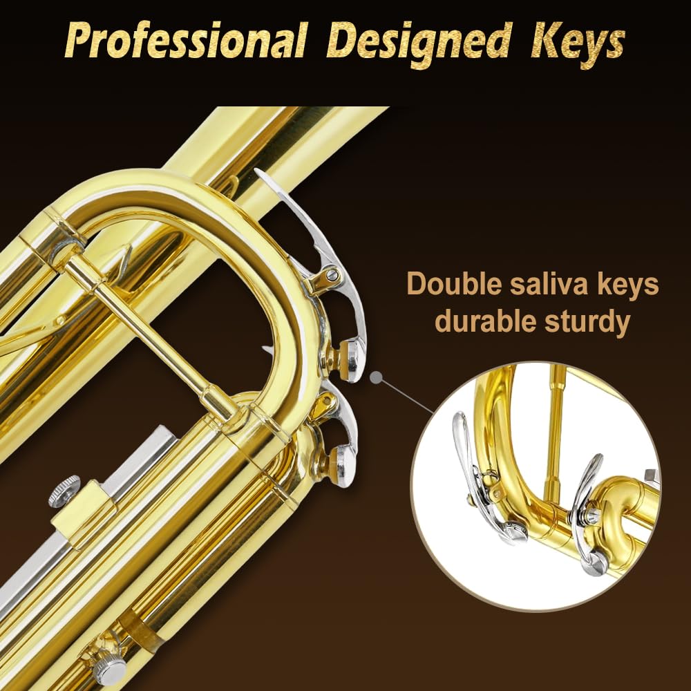 Bb Trumpet Standard Kit with Carrying Case 7C Mouthpiece Clean Cloth Gloves Brass Instrument U8006