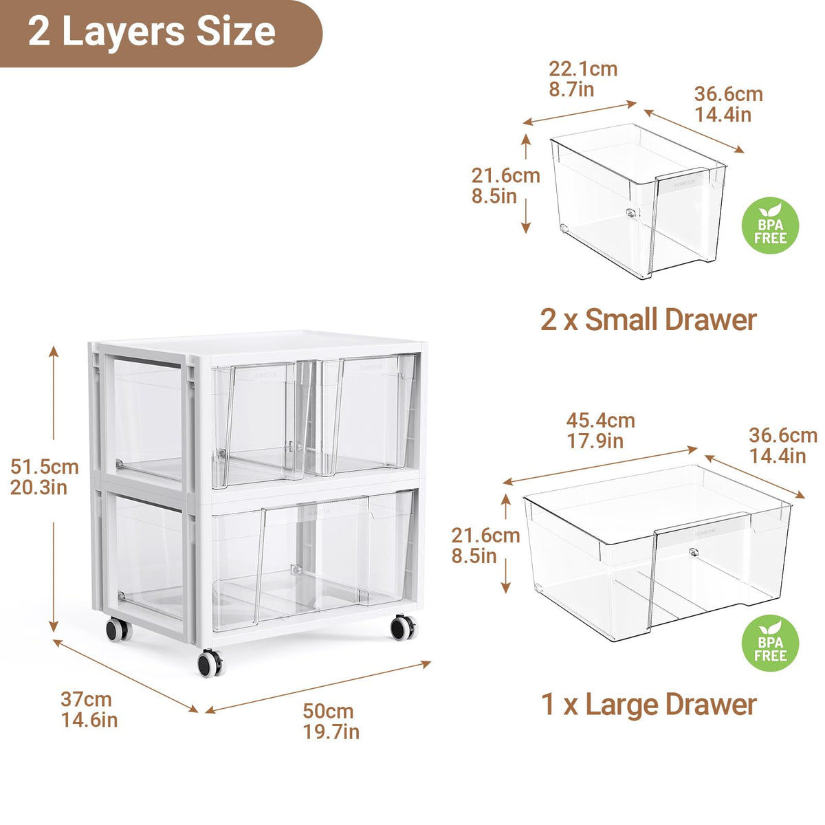 Extra Large 3 Drawer Storage Cart T946