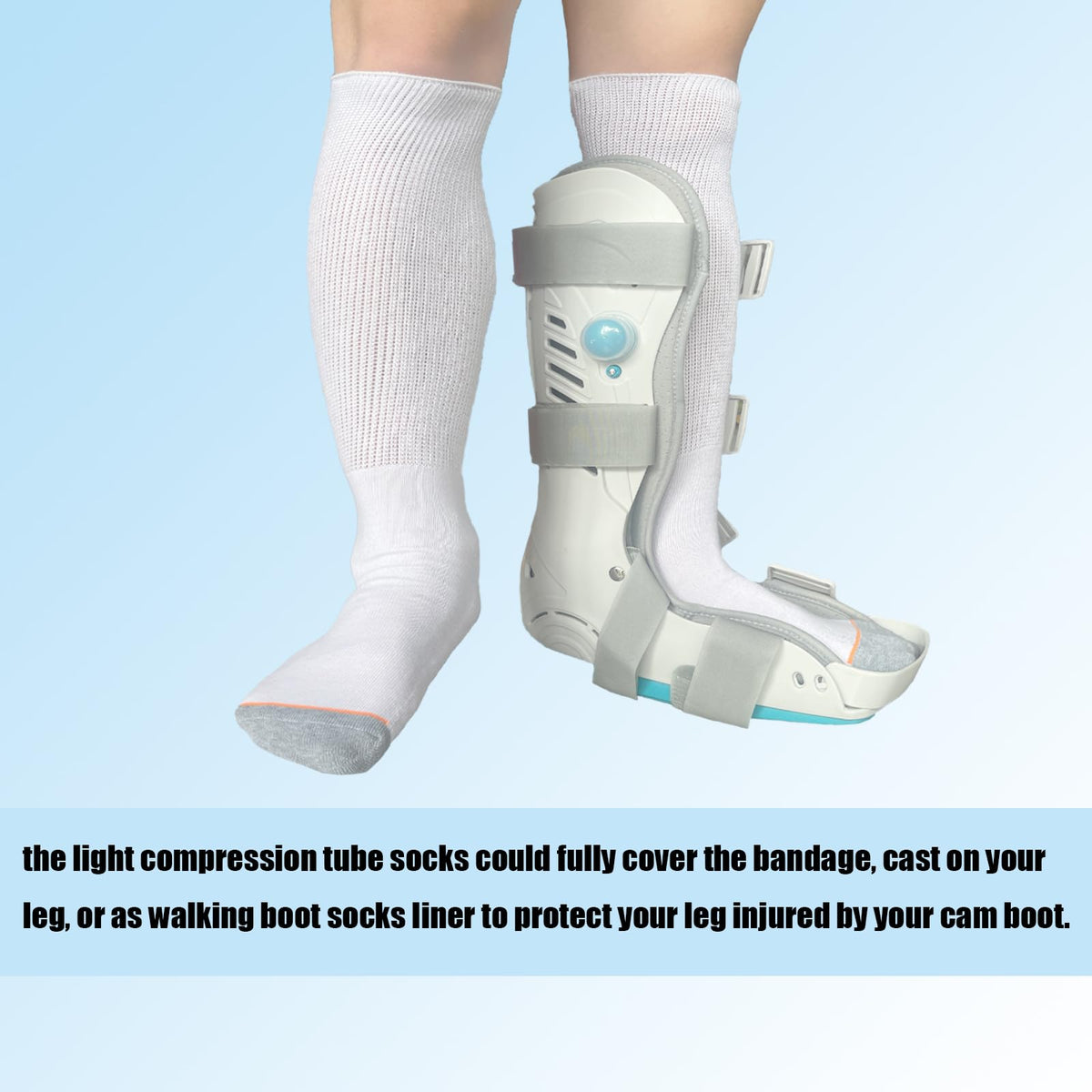White Walking Boot Socks E849