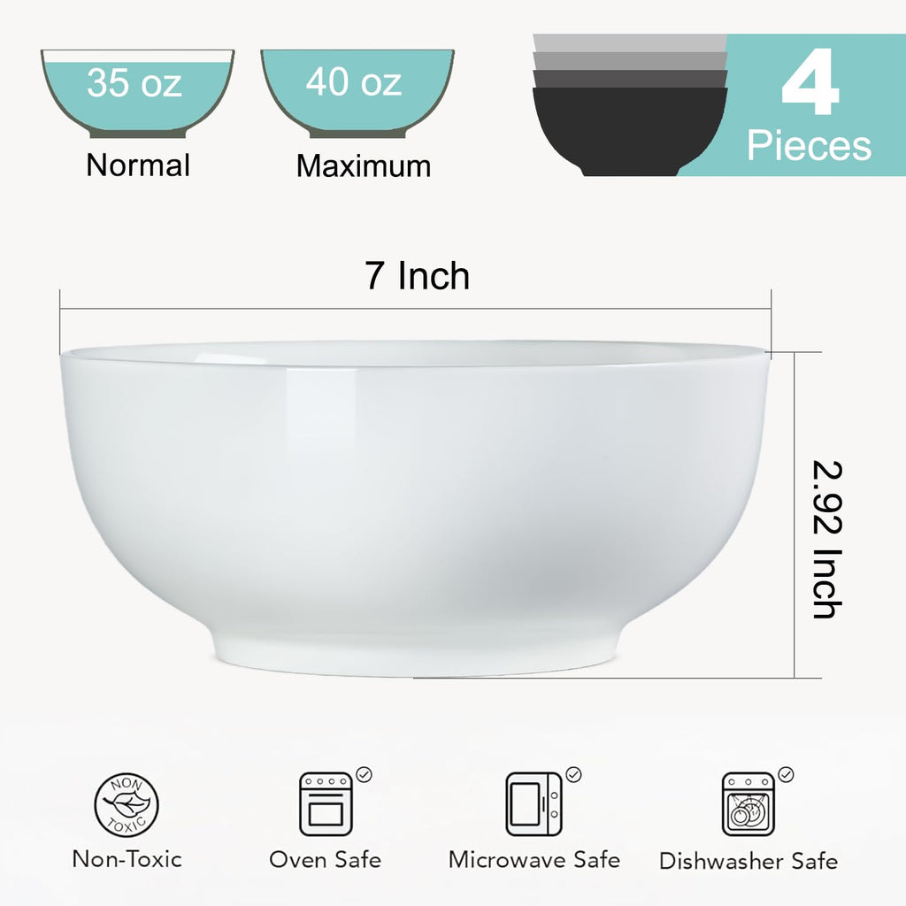 40 oz Off White Ceramic Soup Bowls Set of 4 M370