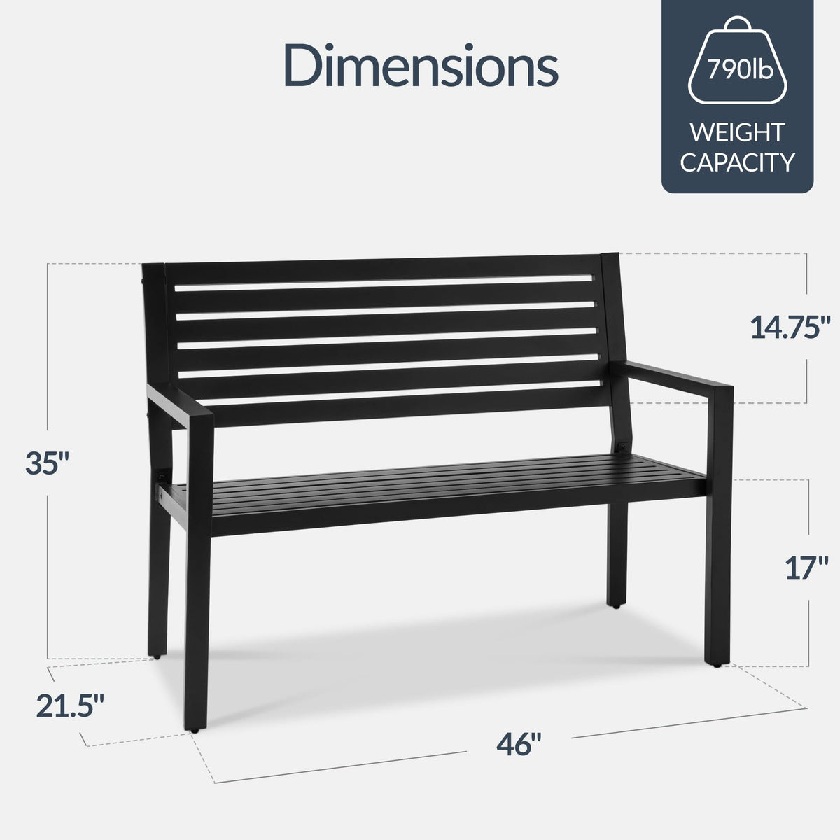 Heavy Duty Steel Outdoor Bench with Armrests J665550