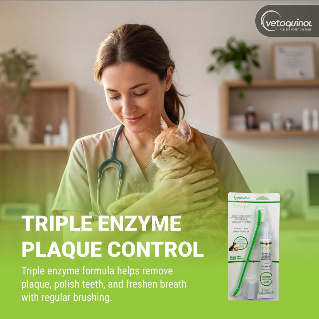 Enzymatic Toothpaste Kit with Fingerbrush & Dual-End Toothbrush, 3.2 oz Poultry Flavor M54224