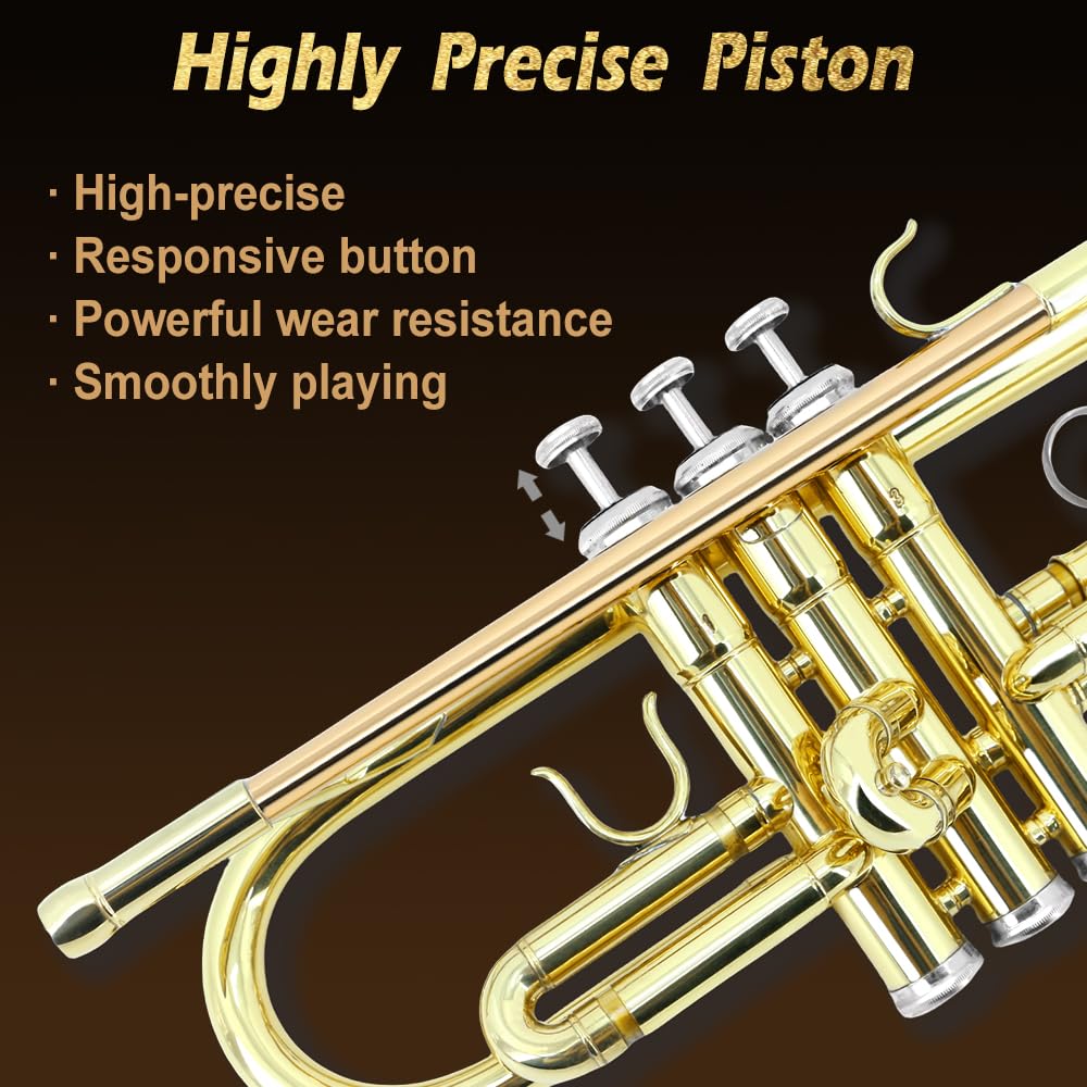 Bb Trumpet Standard Kit with Carrying Case 7C Mouthpiece Clean Cloth Gloves Brass Instrument U8006