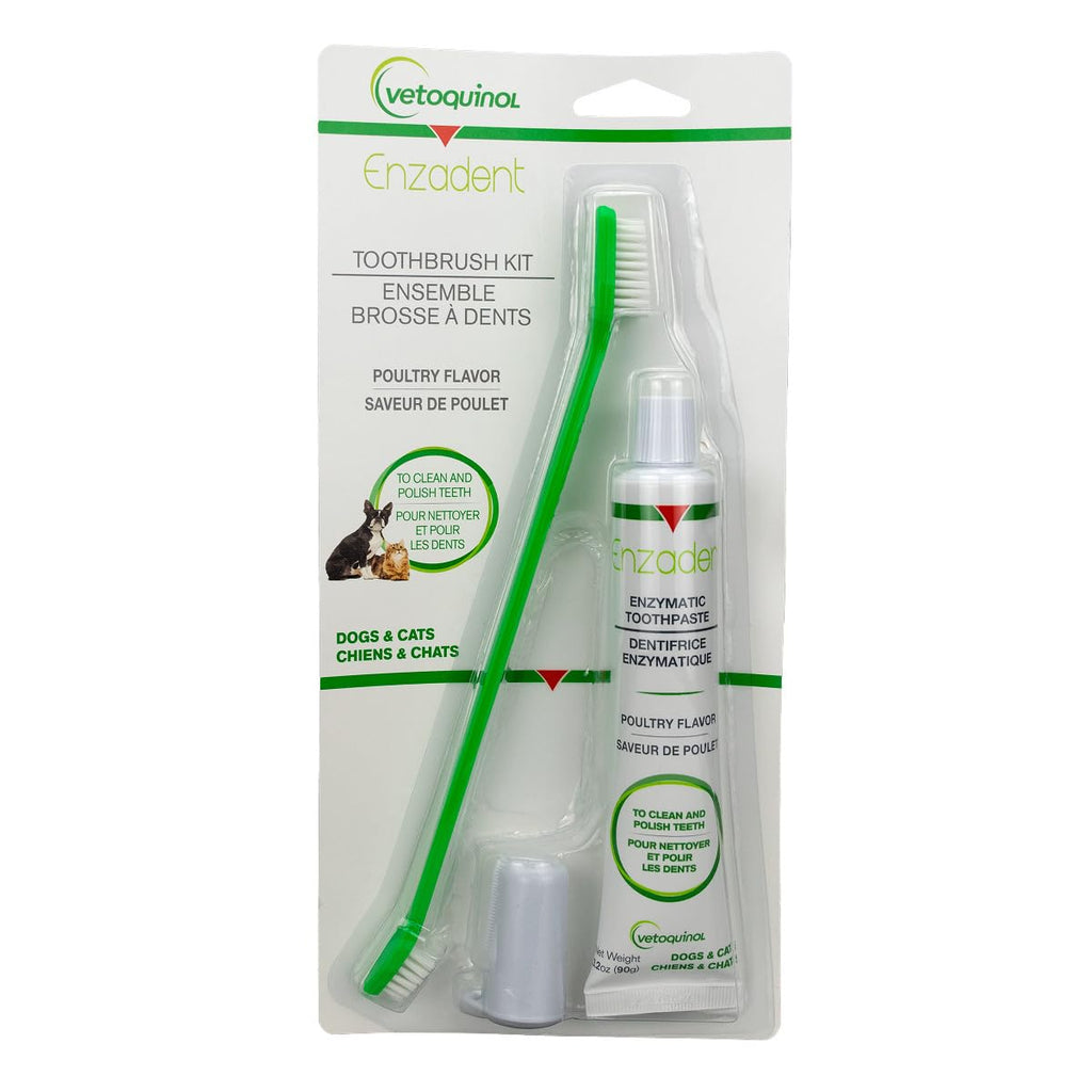 Enzymatic Toothpaste Kit with Fingerbrush & Dual-End Toothbrush, 3.2 oz Poultry Flavor M54224