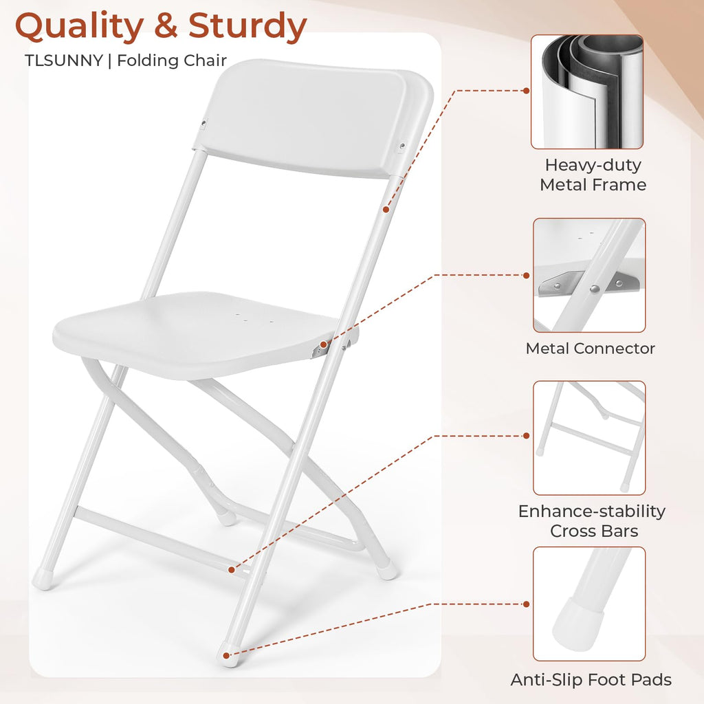 10 Pack White Plastic Folding Chair R750