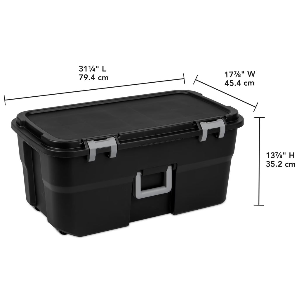 Black 22 Gal Wheeled Plastic Storage Bins U482