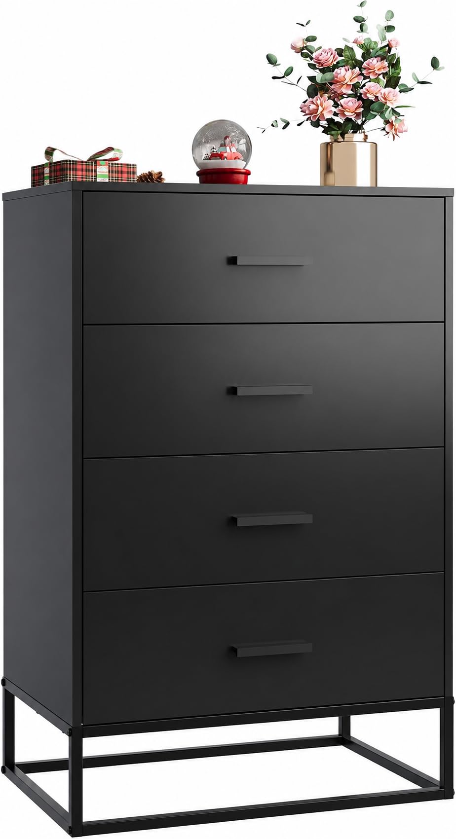 Black 4 Drawer Wooden Dresser S967