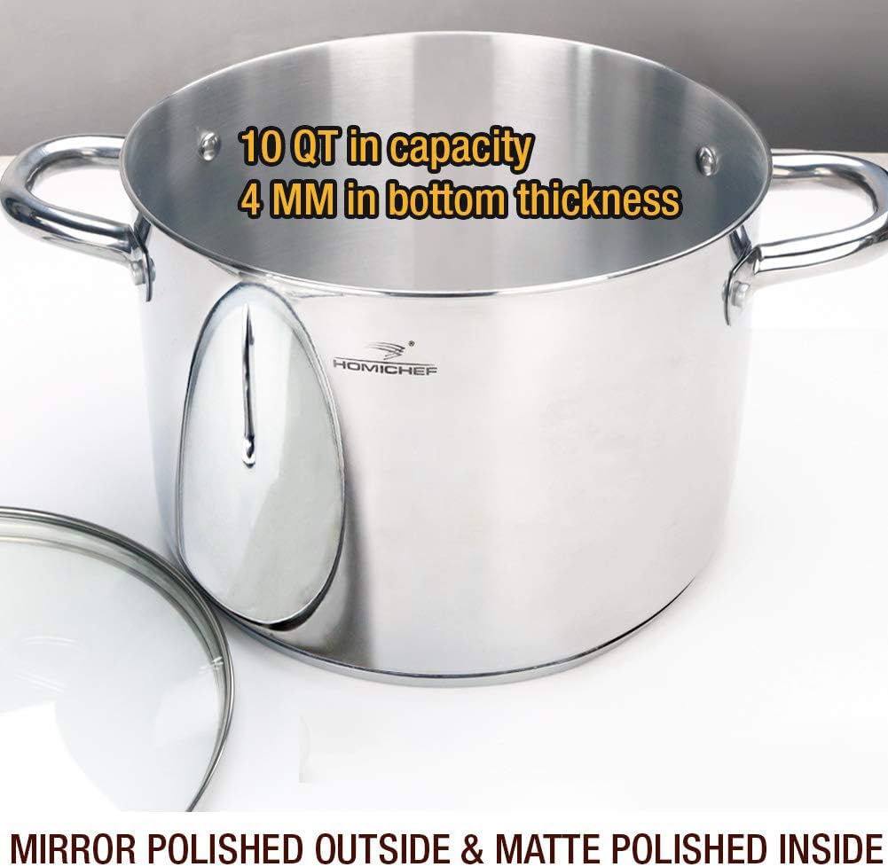10 Quart Stainless Steel Stock Pot with Glass Lid J8387