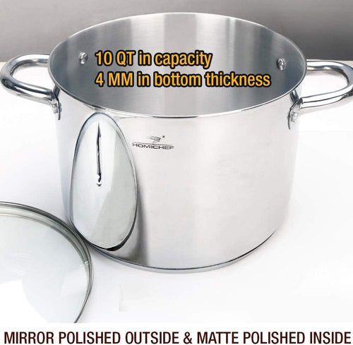 10 Quart Stainless Steel Stock Pot with Glass Lid J8387