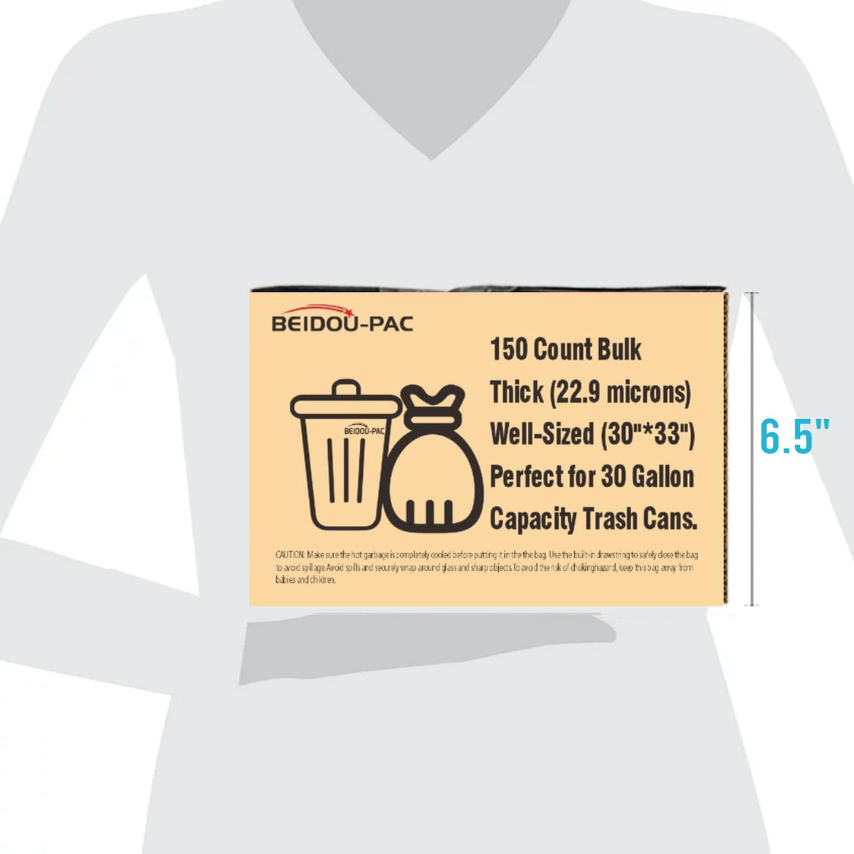 30 Gallon Drawstring Trash Bags, 150 Count Black Heavy Duty D72175