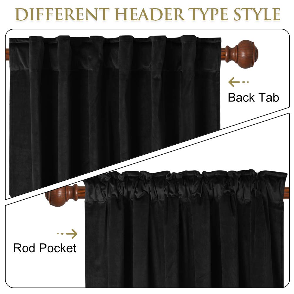 Black Velvet Blackout Curtains 2 Panels G6549