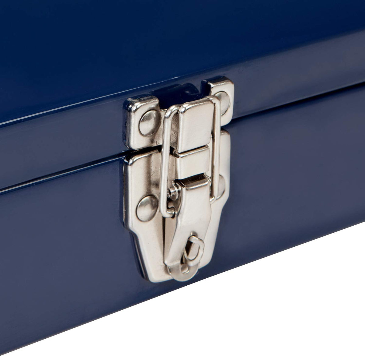 16" Portable Steel Tool Box with Metal Latch Closure, Blue N3357