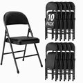Black Folding Chairs with Padded Cushion, 10 Pack Z655
