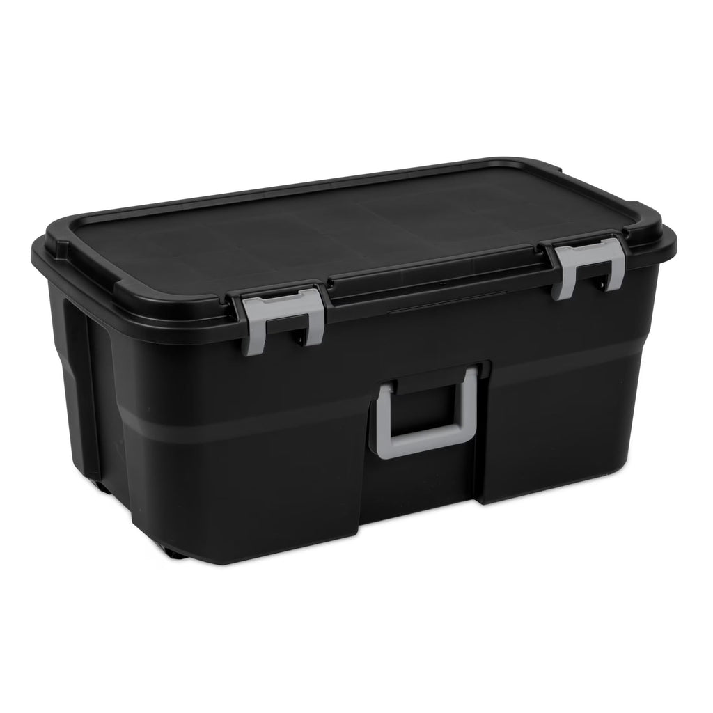 Black 22 Gal Wheeled Plastic Storage Bins U482