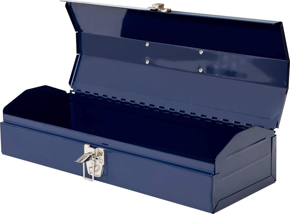 16" Portable Steel Tool Box with Metal Latch Closure, Blue N3357