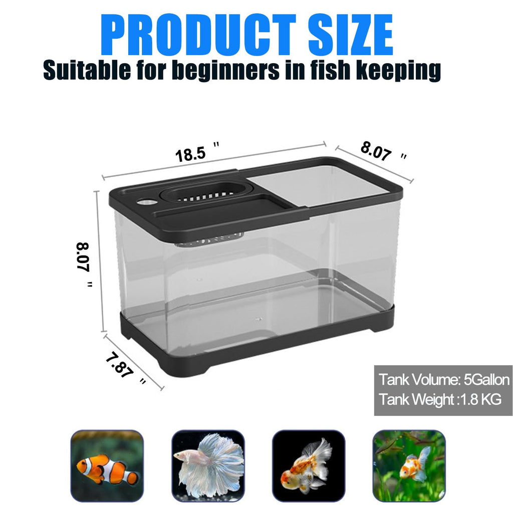 5 Gallon Plastic Aquarium Starter Kit with Filter and LED Light N555