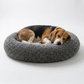 Soft Round Chenille Dog Bed with Removable Washable Cover Grey Medium I985124