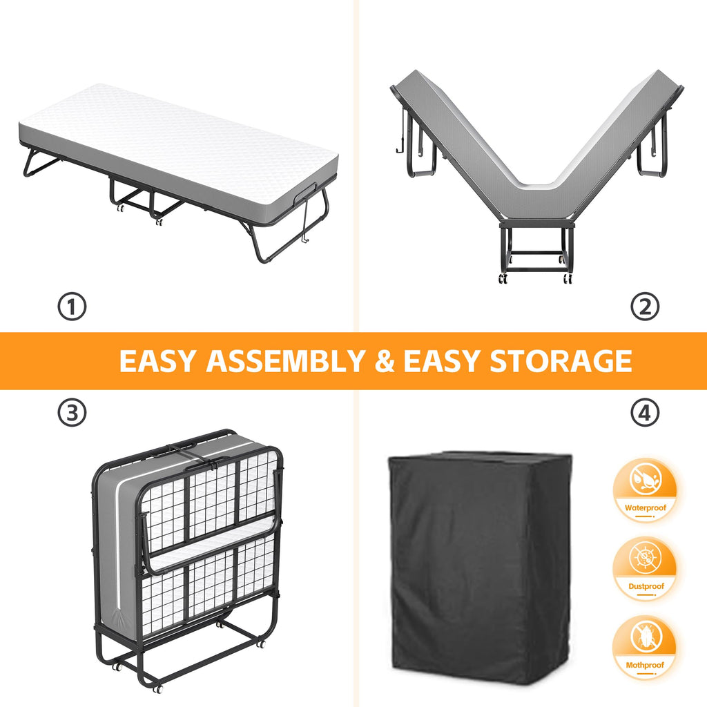 Folding Bed with 5-inch Memory Foam Mattress S568755