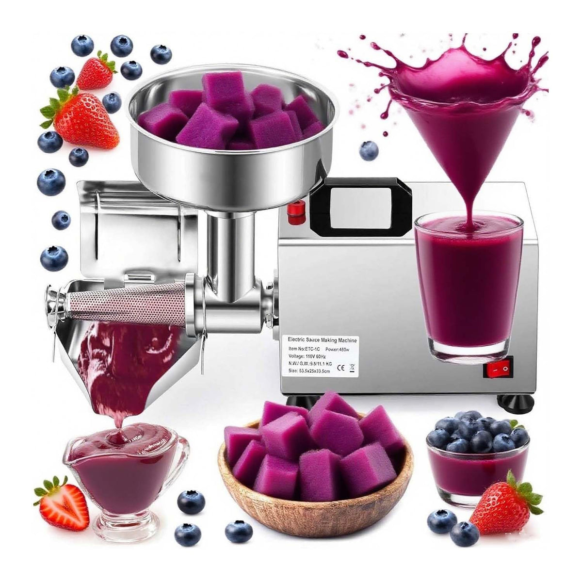 450W Stainless Steel Electric Tomato Strainer J44979