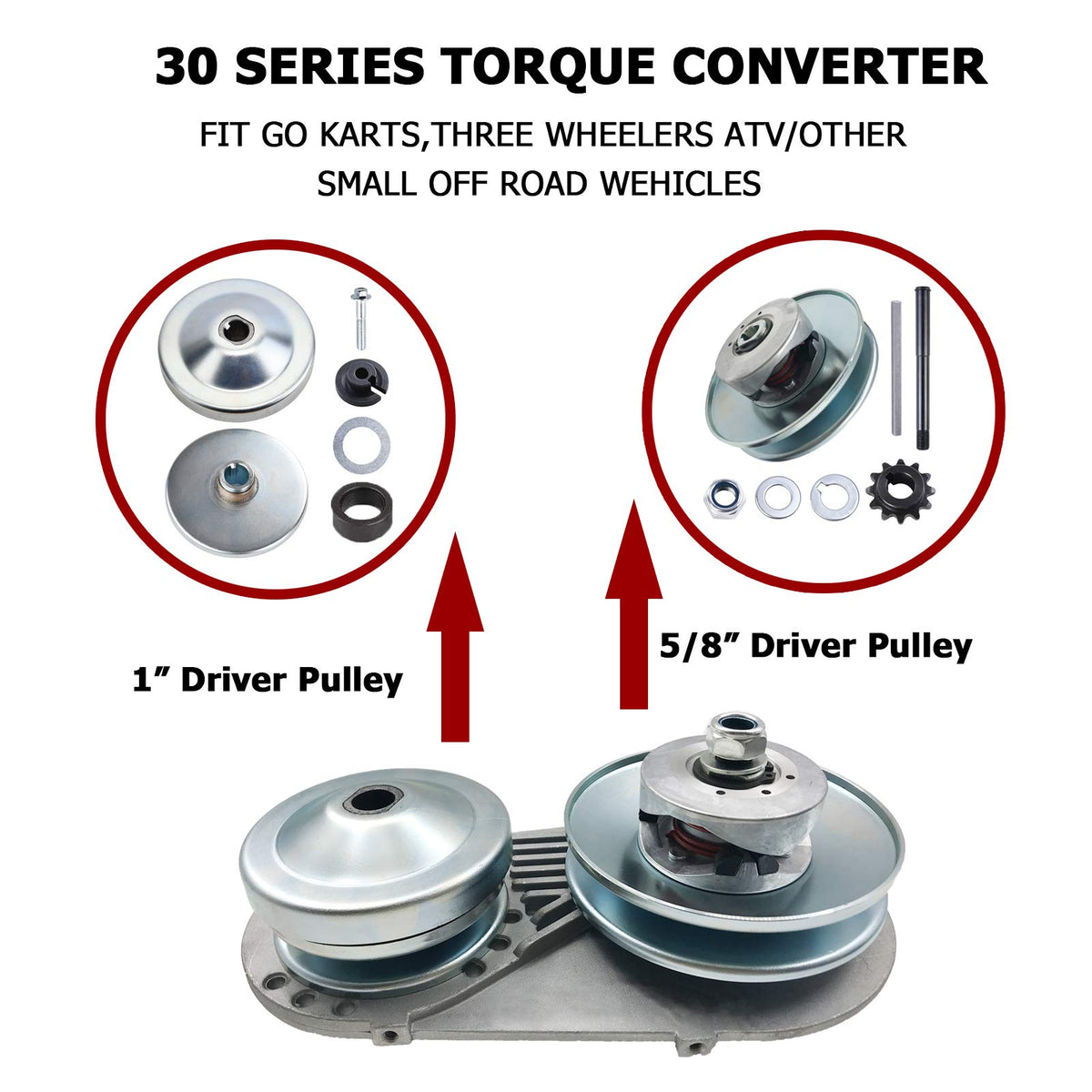 1 Inch Torque Converter Go Kart Pulley Kit with 10T #40 41 and 12T #35 Sprocket T239
