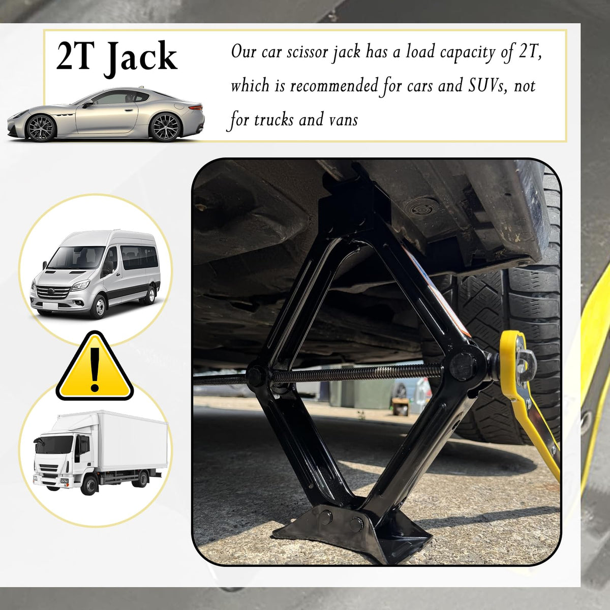 2T Scissor Jack Kit with Lug Wrench & Ratchet Wrench L1321
