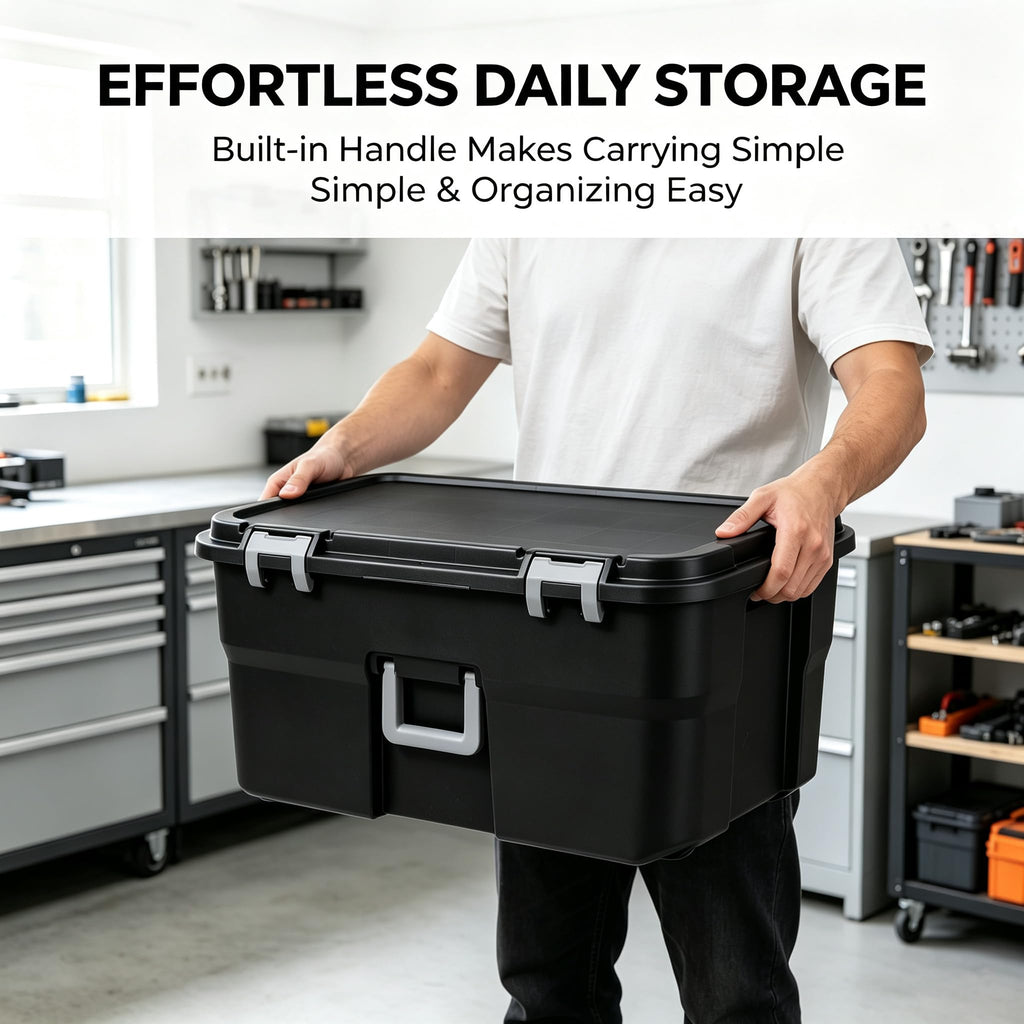 Black 22 Gal Wheeled Plastic Storage Bins U482