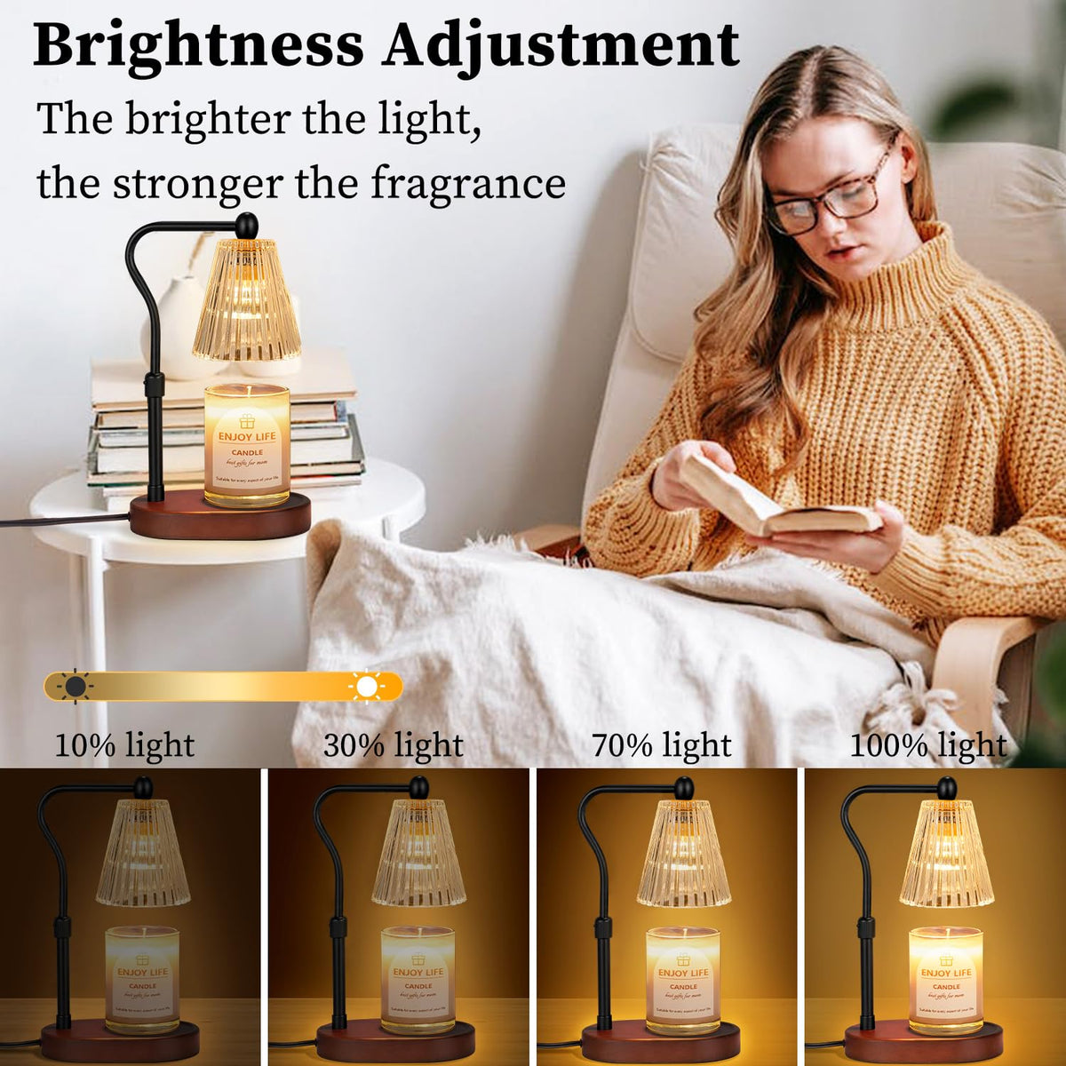Candle Warmer Lamp with Timer Dimmer Adjustable Height I828593