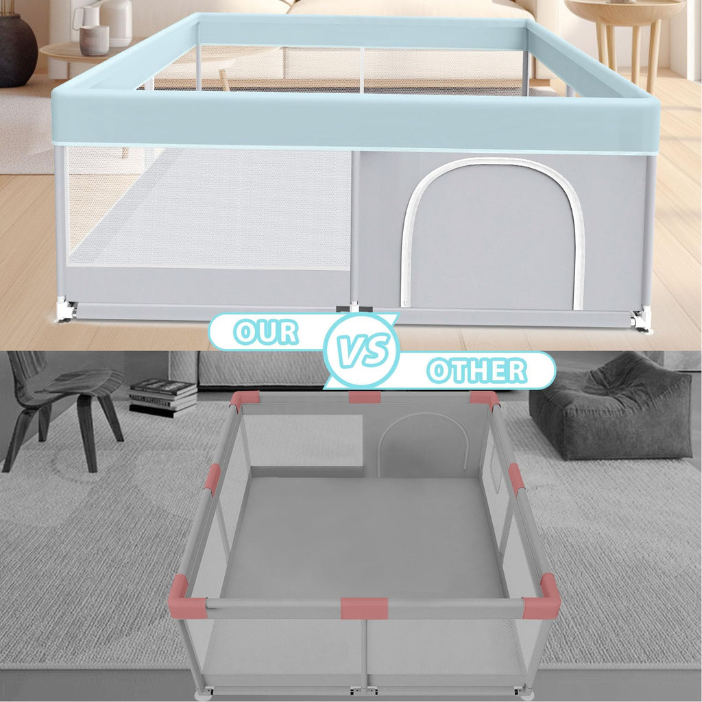 50x50 Inch Grey Baby Playpen with Mesh F8861