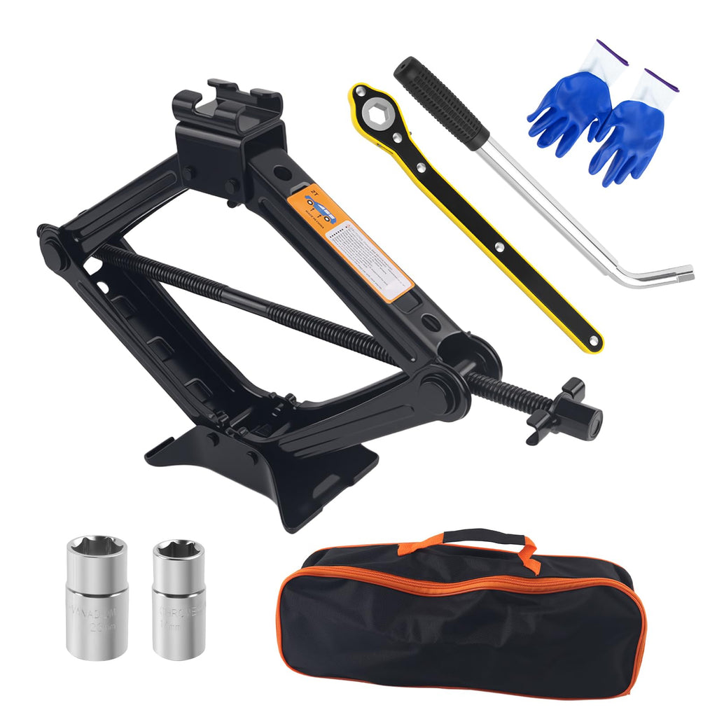 2T Scissor Jack Kit with Lug Wrench & Ratchet Wrench L1321