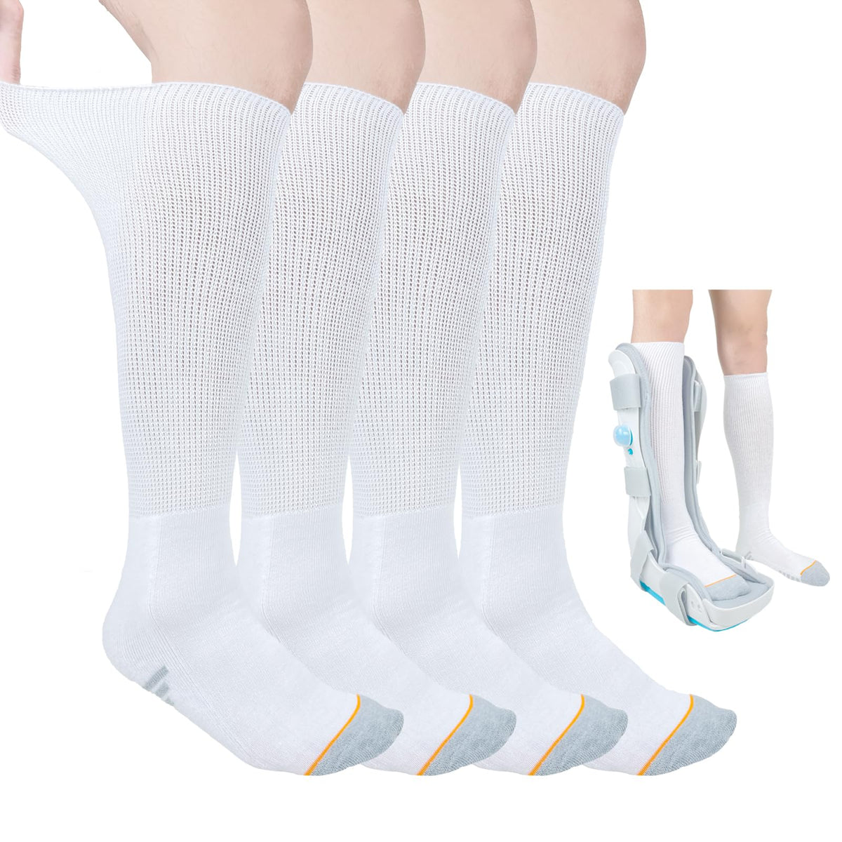 White Walking Boot Socks E849