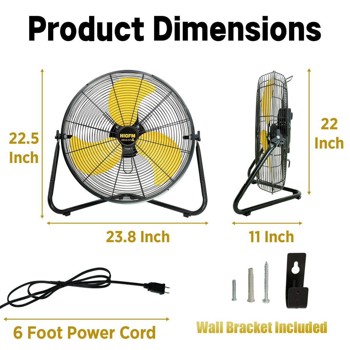 20" 6200 CFM High Velocity Metal Floor Fan A6048