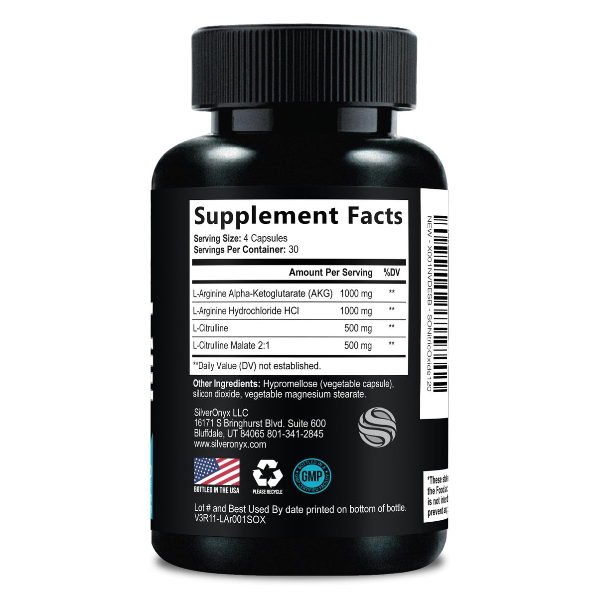 Nitric Oxide Supplement 3000mg Blend L-Arginine & L-Citrulline 120 Capsules J8498