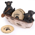 Black Bear Coaster Set with Canoe Holder F764409