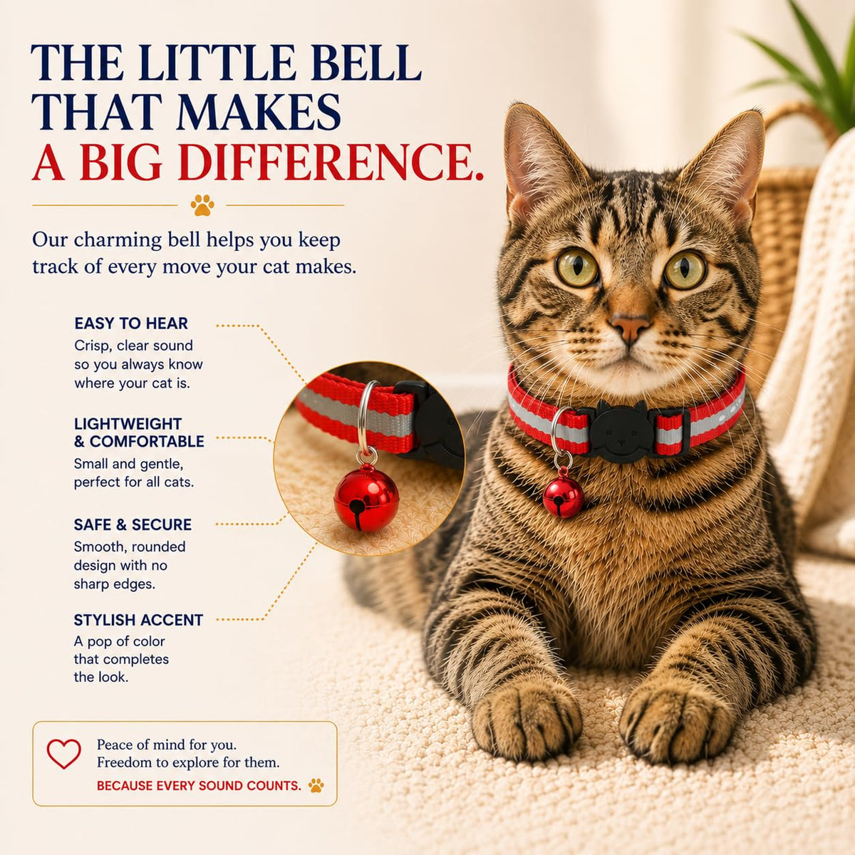 Reflective Breakaway Cat Collar with Bell 12-Pack X76484