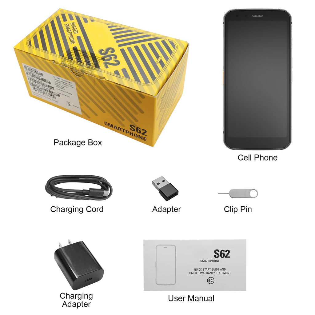Unlocked Rugged Cell Phone 128GB IP68 Waterproof Android Smartphone Black L351105