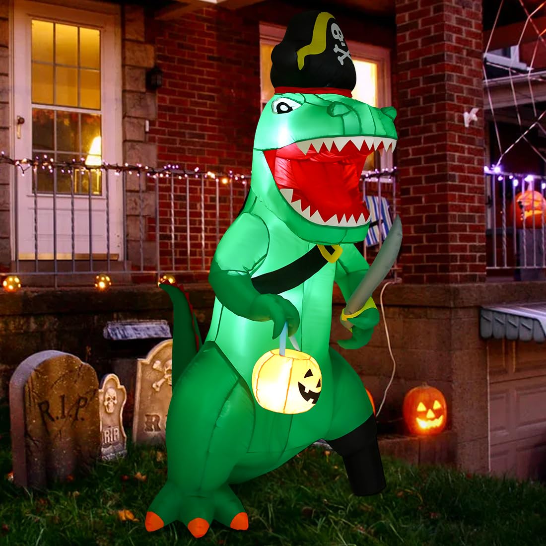 7 FT Halloween Inflatable Dinosaur with Built-in LEDs R8045