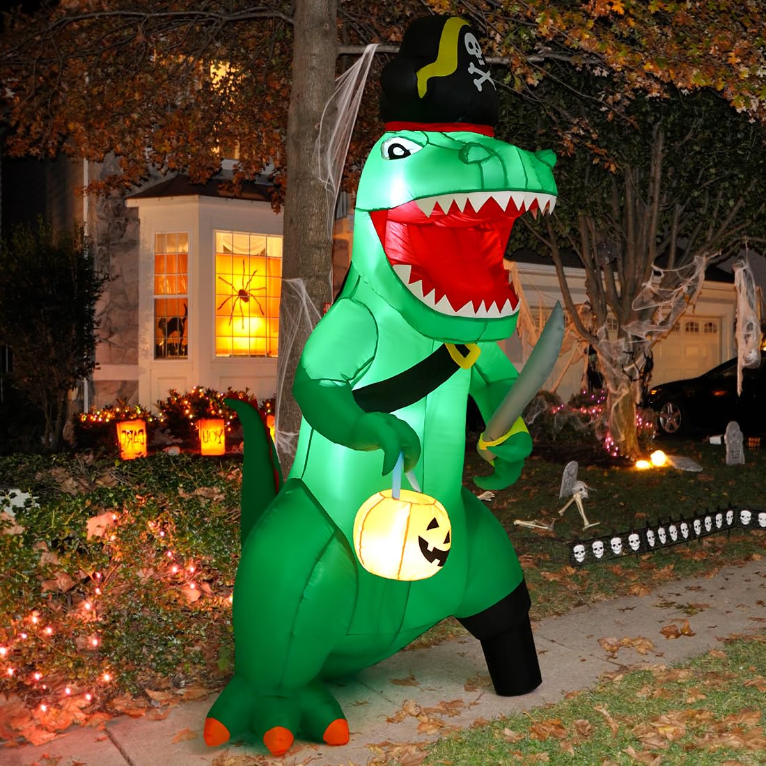 7 FT Halloween Inflatable Dinosaur with Built-in LEDs R8045