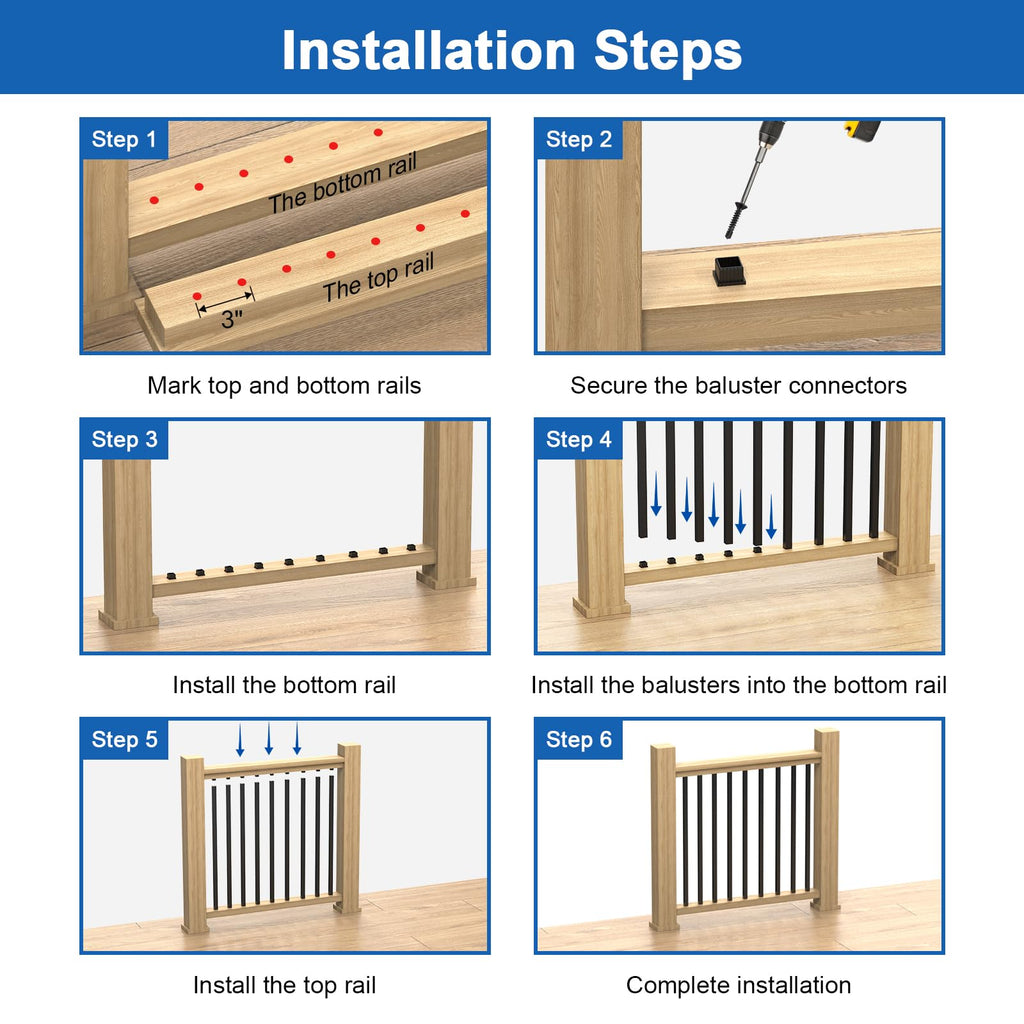 100 Pack 26" Square Black Aluminum Deck Balusters Z42310