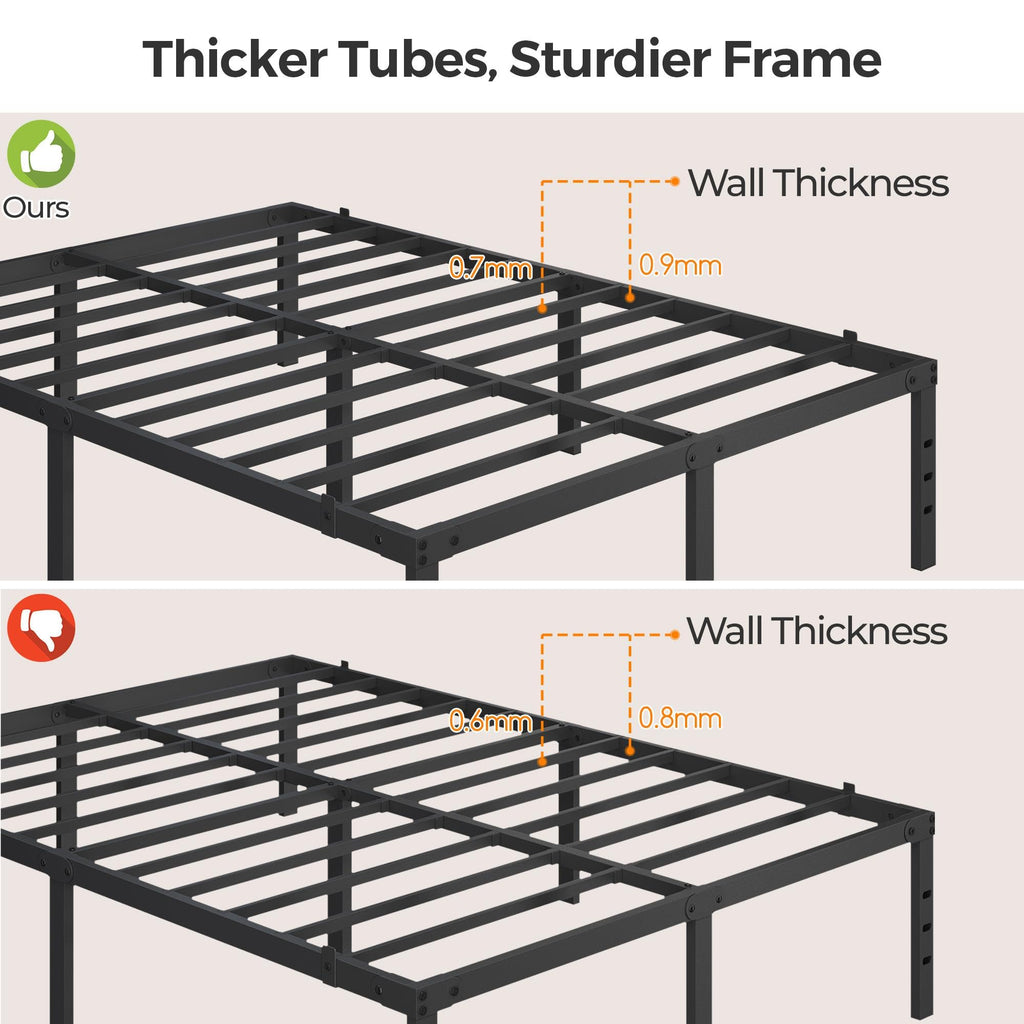 14 Inch Queen Size Black Metal Platform Bed Frame V6212